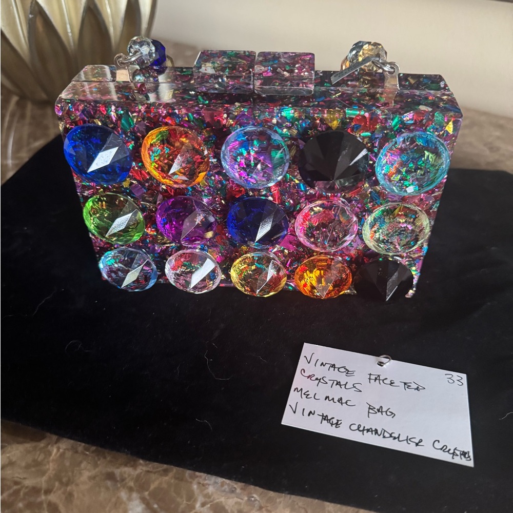 Rock Star in Rome Multicolor Faceted Crystal Clutch